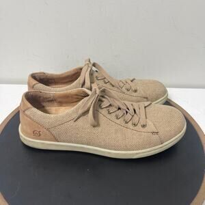 Born Casual Sneakers Men Size 9M Beige Fabric And Leather Low Top Comfort
